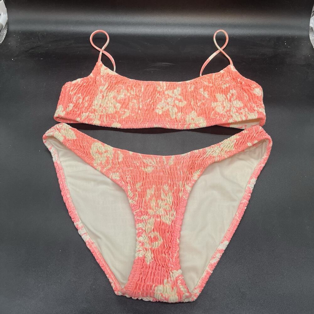 Triangl Inesa Floral Ruched Bikini Pop Soda 2 Pc Cheeky Swimsuit Size SMALL